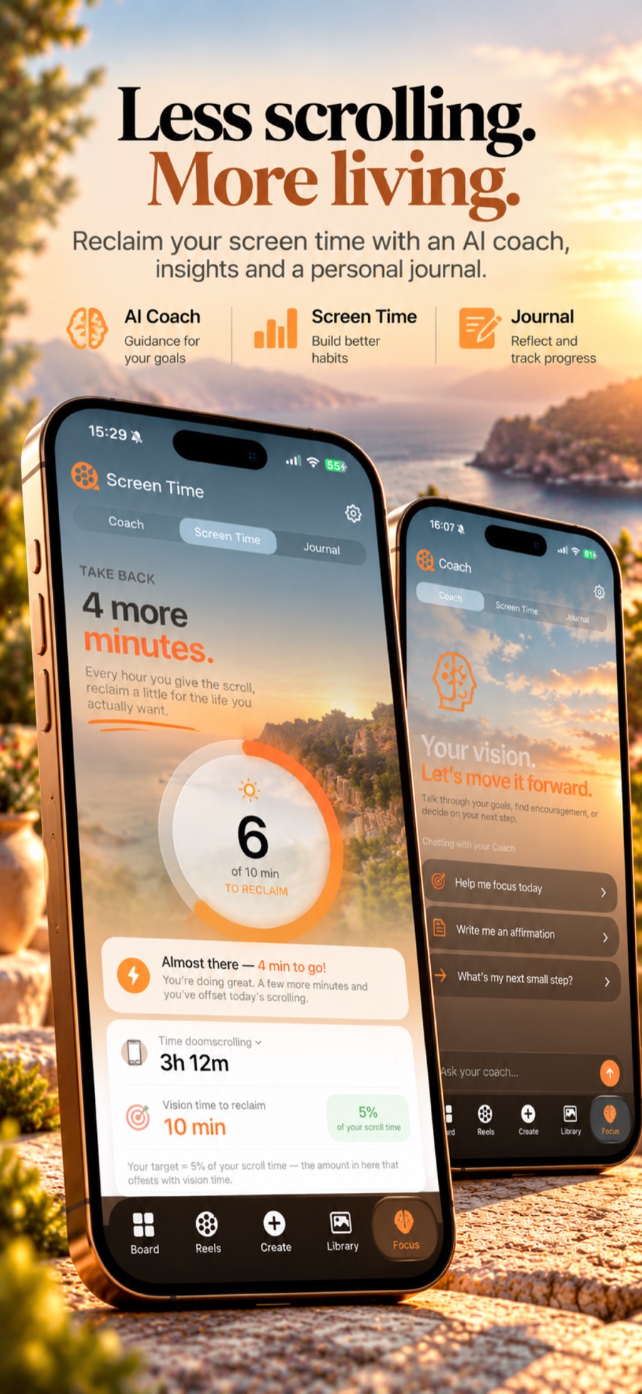Less scrolling, more living: Focus with Screen Time, AI coach and journal