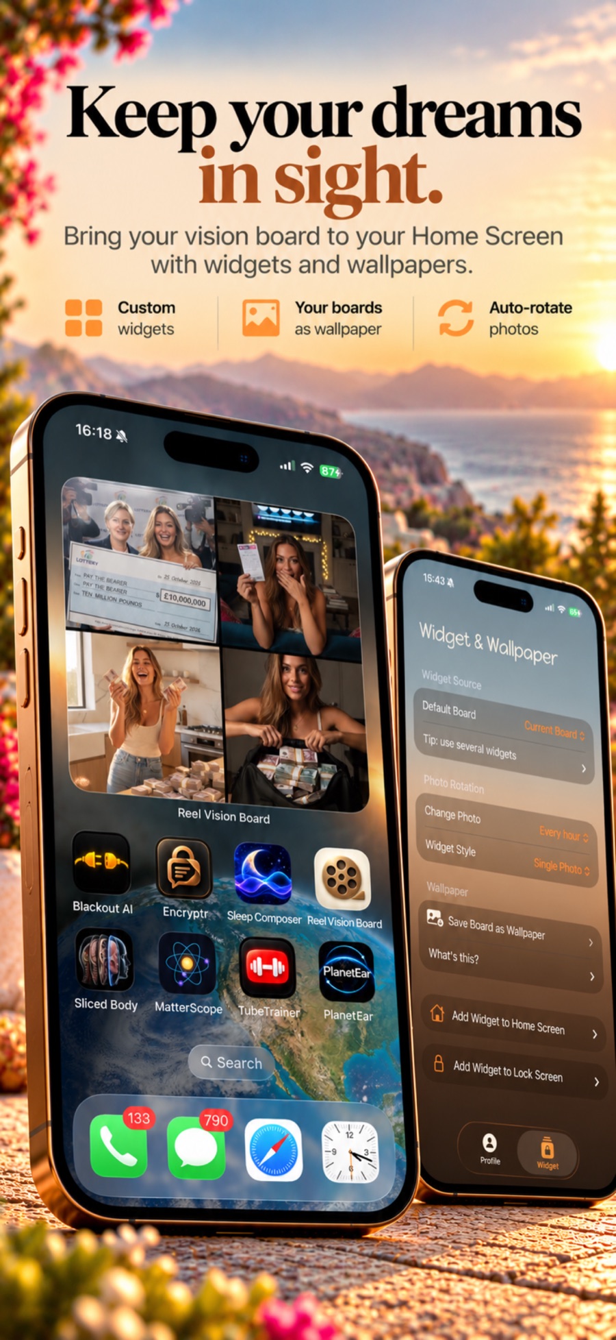 Keep your dreams in sight: home-screen widgets and wallpapers